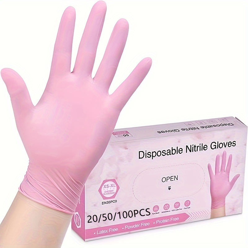 

20/50/99-piece Nitrile Disposable Gloves - Latex & Bpa Free, Waterproof - Perfect For Beauty Salons, Tattoo Artists, Hair Stylists, Manicurists, Painting, Crafts, Cleaning & Food Handling