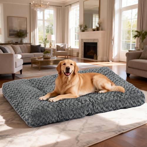 bed and crate pad machine washable soft cushioned bedding suitable for dog breeds small medium cats cozy indoor crate pad with cover