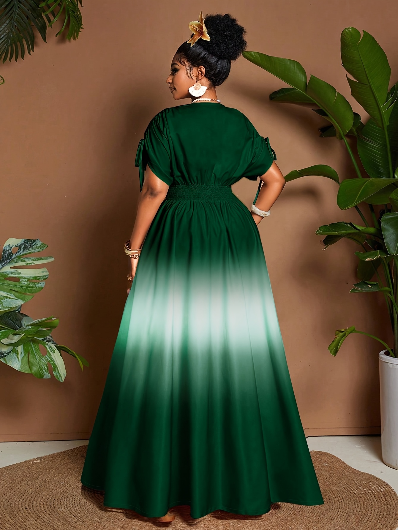 Women's Elegant Gradient V-Neck Long Maxi Dress with Fitted Bodice & Flowy - Waist, Machine Washable Winter Dress for Weddings, Parties, Fall/ Winter Events - Non-Stretch Suitable for Weddings, Parties, Fall/Winter Events