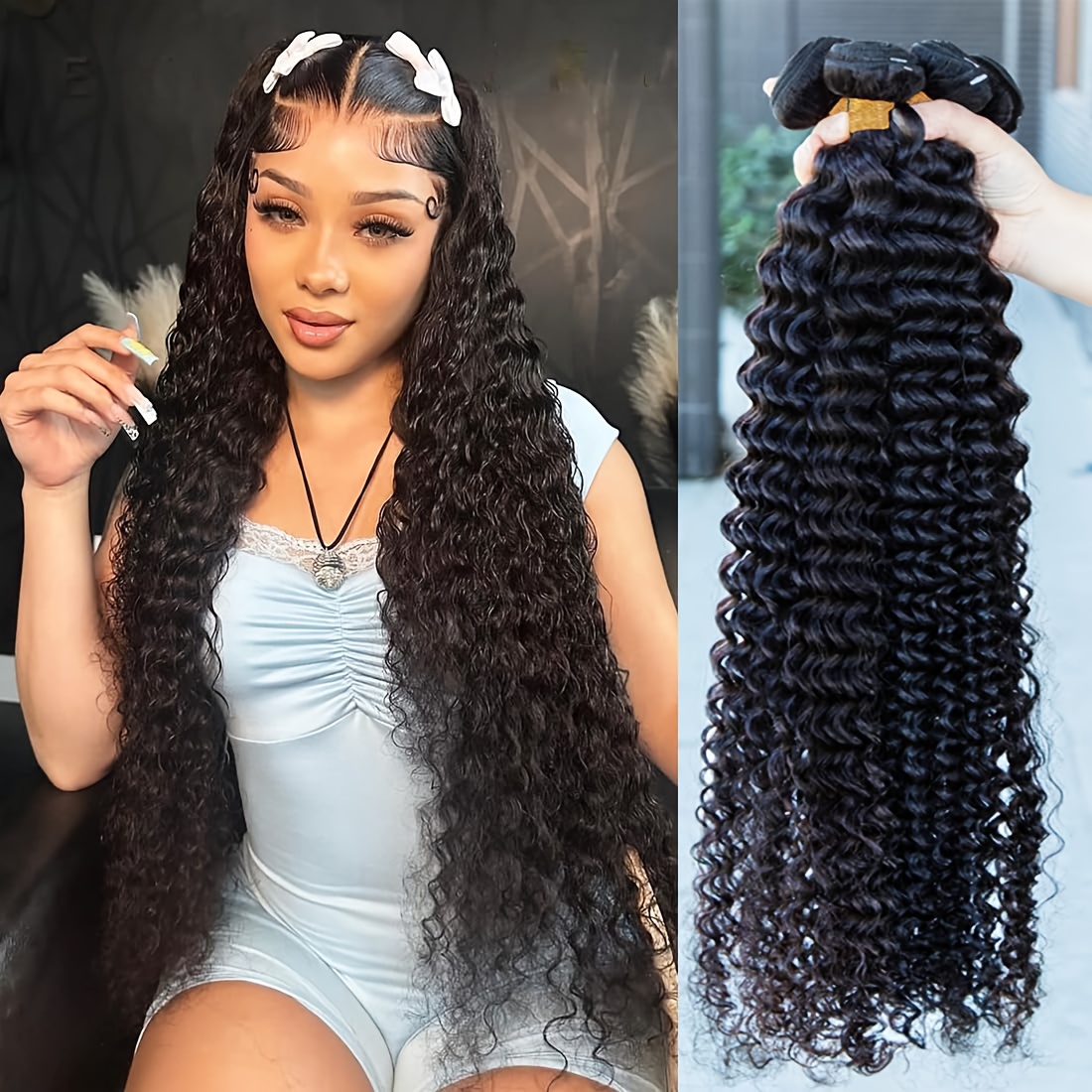 Bundles 12 inch Ustar Unique Bargains Brazilian 3 Bundles Loose Wave 100  main image 4