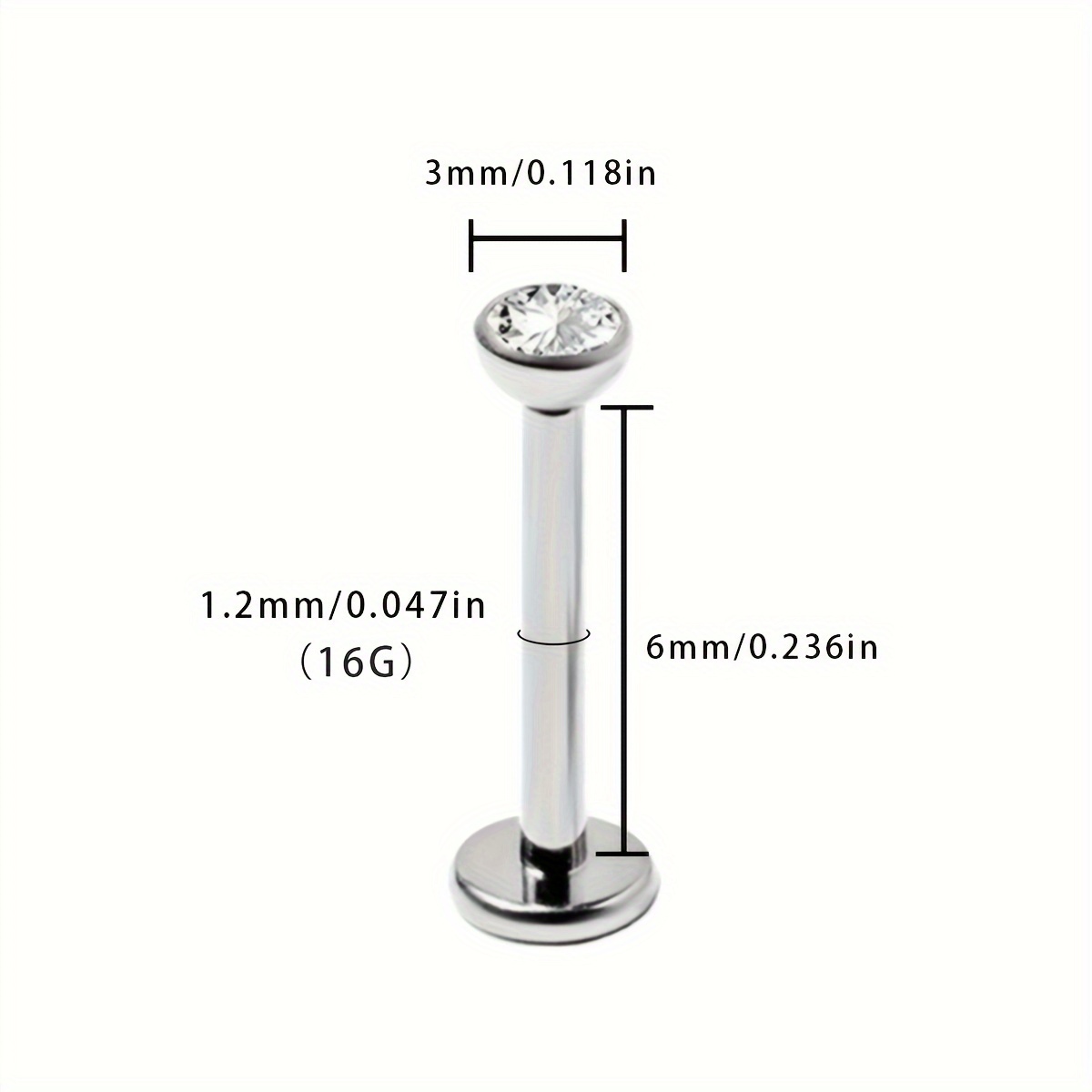 Image of A 6mm 8mm 10mm Titanium Alloy Zirconia Ear Bone And Versatile Nose Nail Lip Nail Piercing Jewelry Suitable For Daily Wear