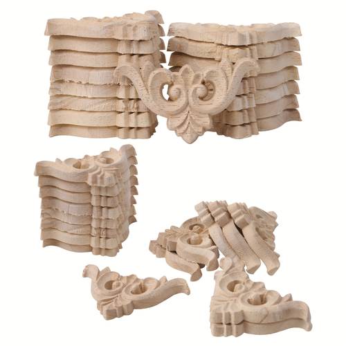 32pcs solid wood carved triangular decorative patches 5 5cm c 15 styles