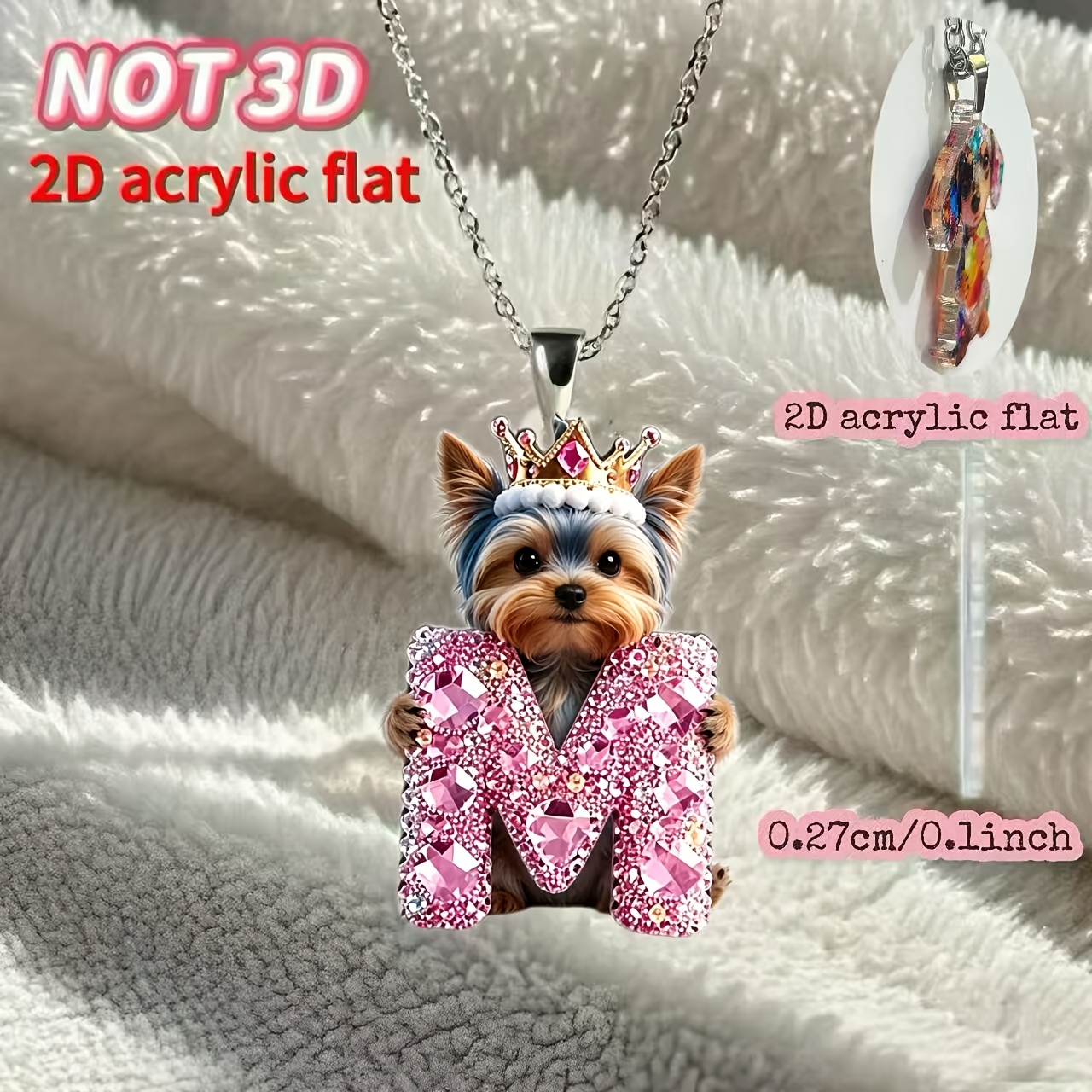 Women's Y-Shaped Acrylic Christmas M Letter Yorkshire Terrier Necklace