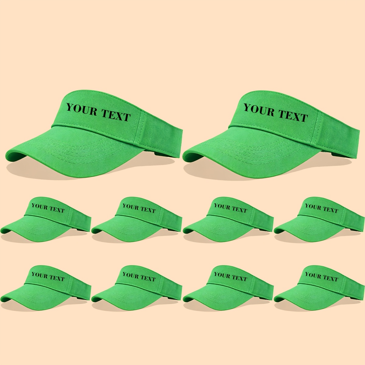 TEMU 10pcs Adult Custom Text Visor Hat, Personalized Name/ For Team/slogan, Adjustable, Lightweight Breathable, For Outdoor Sports/ For Team