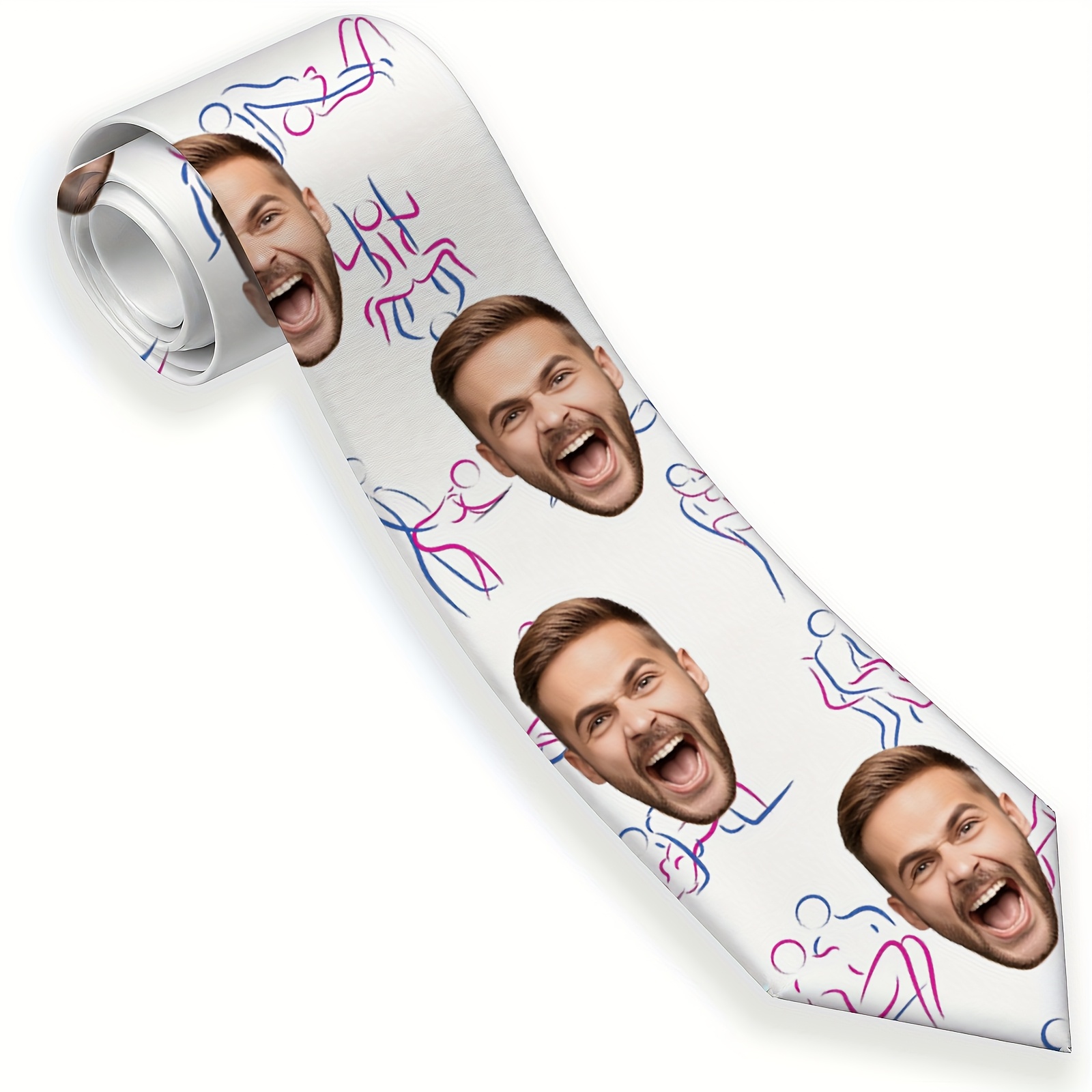 TEMU Custom Men's Personalized Photo Tie - & With Custom Text/photo - 1200-density Fabric - Birthday, Father's Day, Bachelorette Party Gift - Funny