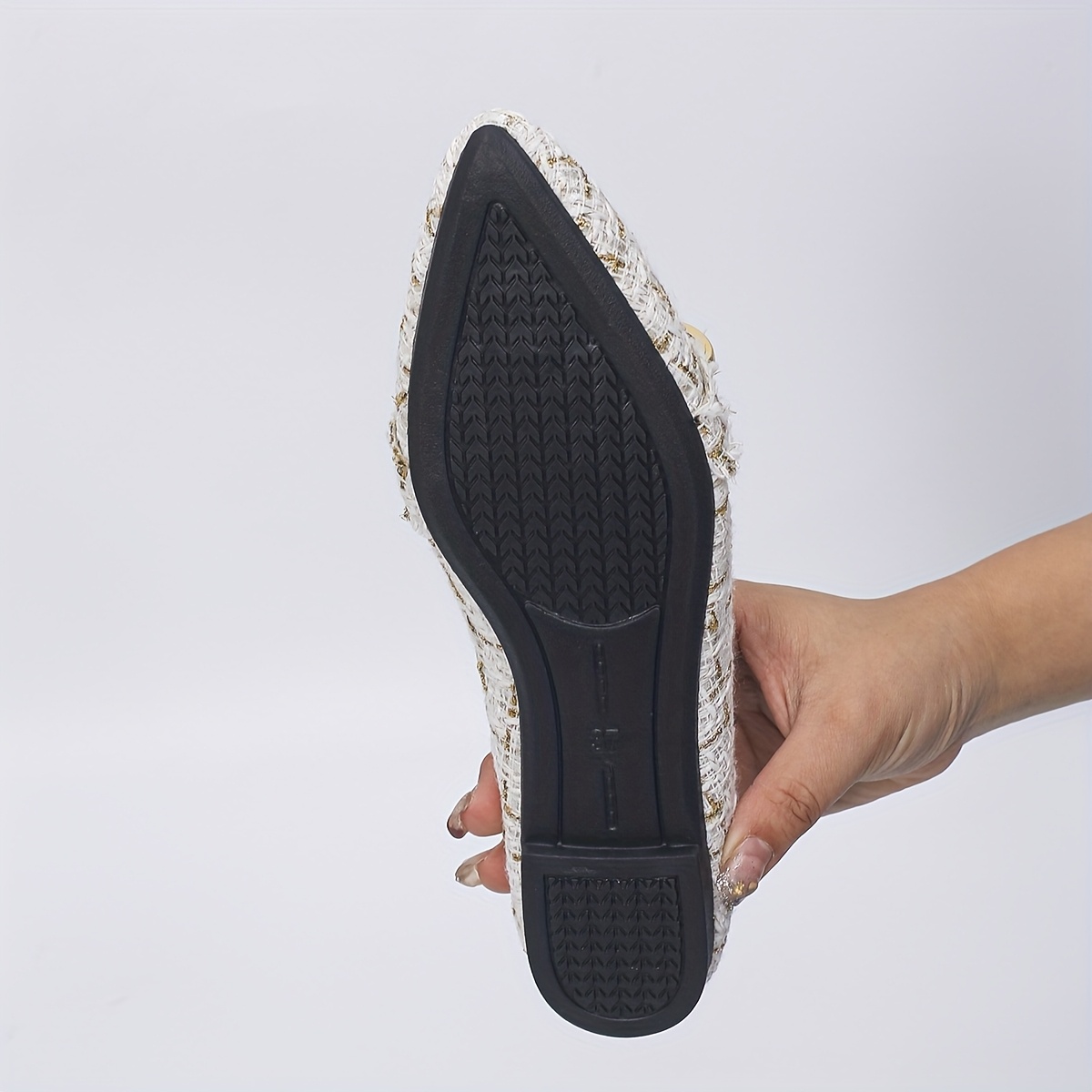 womens fashion pointed toe black slip on flats with   detail soft sole comfortable work     everyday shoes elegant     cover insole ladies shoes details 8