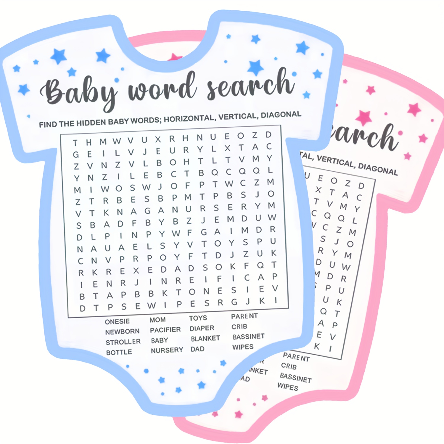   25 50pcs   puzzle game cards gender neutral shower activities with hidden names words   numbered 1   for party favors christmas announcement games