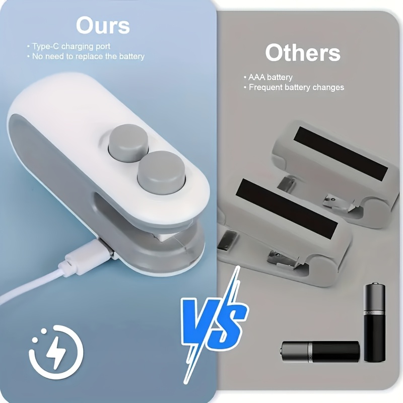 Selladora de alimentos recargable USB, selladora al vacío portátil con base magnética, operación semiautomática, para papas fritas, botanas, café y bolsas plásticas, protege contra humedad y aire