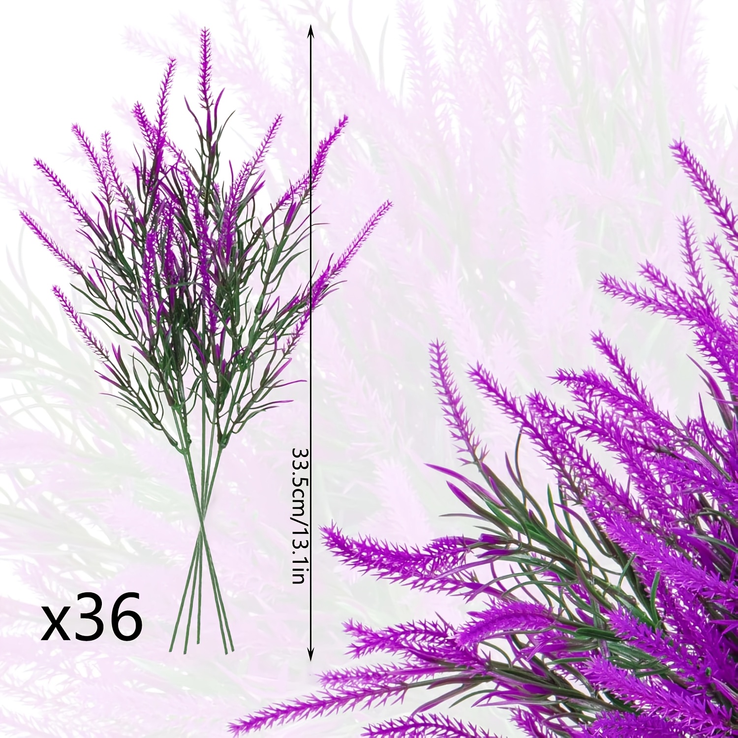 36pcs Outdoor Artificial Lavender Plastic Plant Simulation Suitable For Home Decoration Wedding Kitchen Porch Window Office Table Centerpiece Indoor And Outdoor Decorations