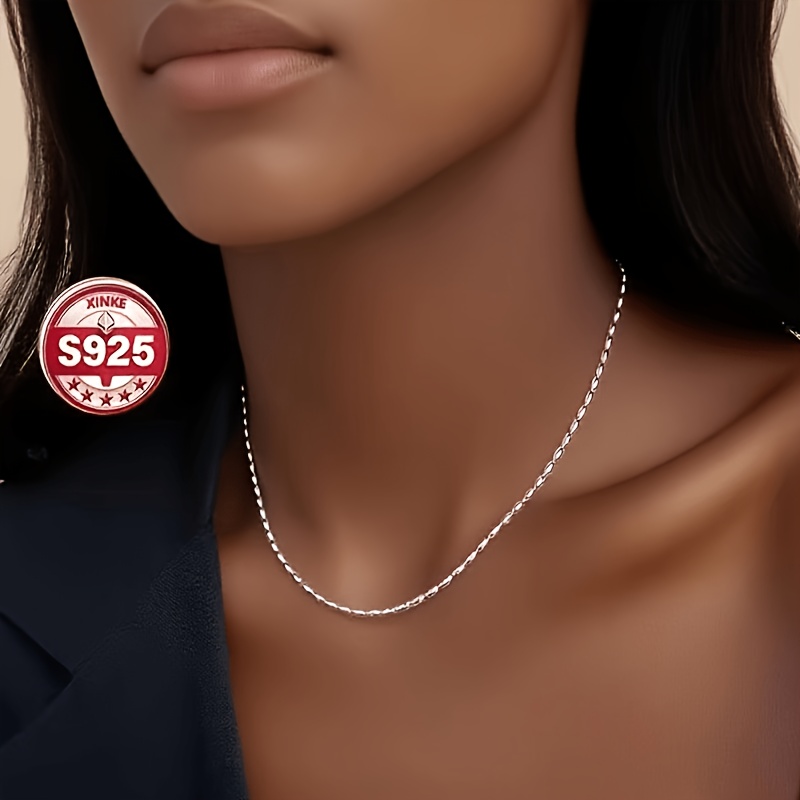 925 Silver Minimalist Rice Grain Necklace, Gift for Girlfriend