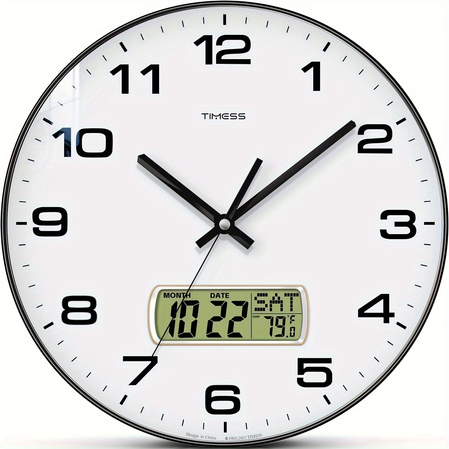 

Timess Calendar Display Wall Clock, 10/12/14 Inch 4-color Large Dial Silent, Can Display And Temperature, Bedroom, Office, School Decoration