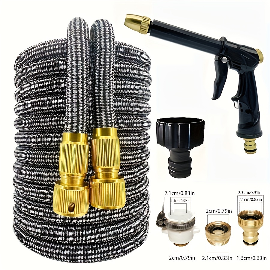 

Garden Hose Set With High-pressure Spray Nozzle, Universal Rubber Hose With Multiple Connectors, Commercial Grade, European & American Thread Standard, Ideal For Gardening, Car Wash, And Irrigation