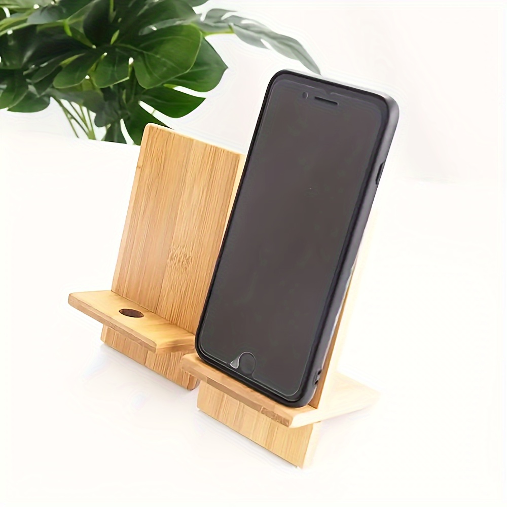 

1pc Natural Bamboo Phone Holder Desktop Phone Holder Multi-function Adjustable Smartphone Support Holder For All Phones