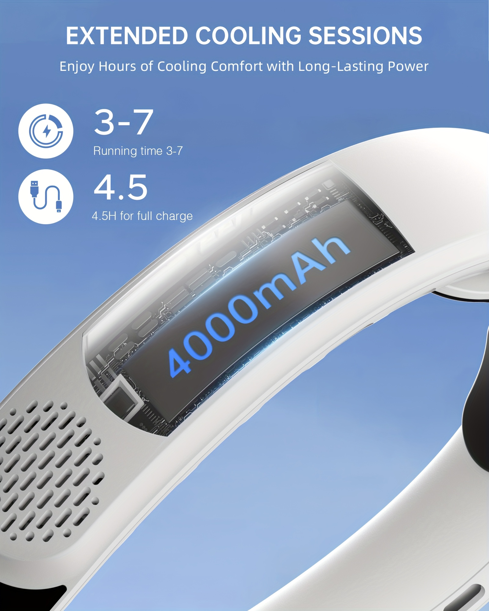 Neck Fan Without Blades, Featuring 4 Turbo Settings, a 4000 Mah Battery, USB Rechargeable, Personal Use, with 3 Speed Options, 360° Airflow, LED Display, Suitable for Home, Office, Travel, And As Gifts