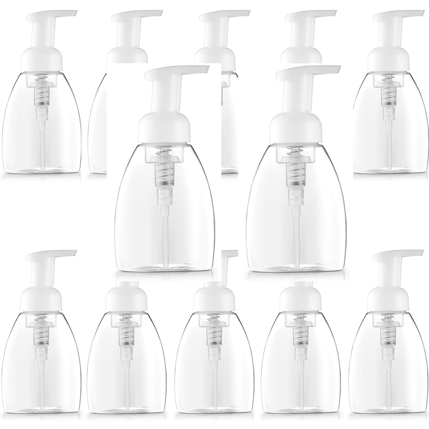 TEMU 6pcs 8pcs 12pcs 250ml Foaming Soap Dispenser Pump Bottles,empty Refillable Plastic Container For Liquid Soap - Kitchen, Bathroom,