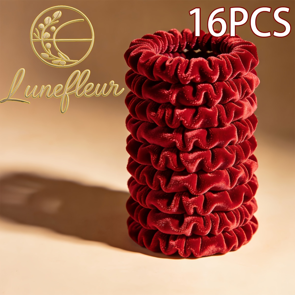 E-shop 16-teiliges Luxus-Set aus roten Samt-Scrunchies, ausgewählte Kollektion dünner Band-Haarbänder, ultraweiche & kuschelige Haargummis für Frauen