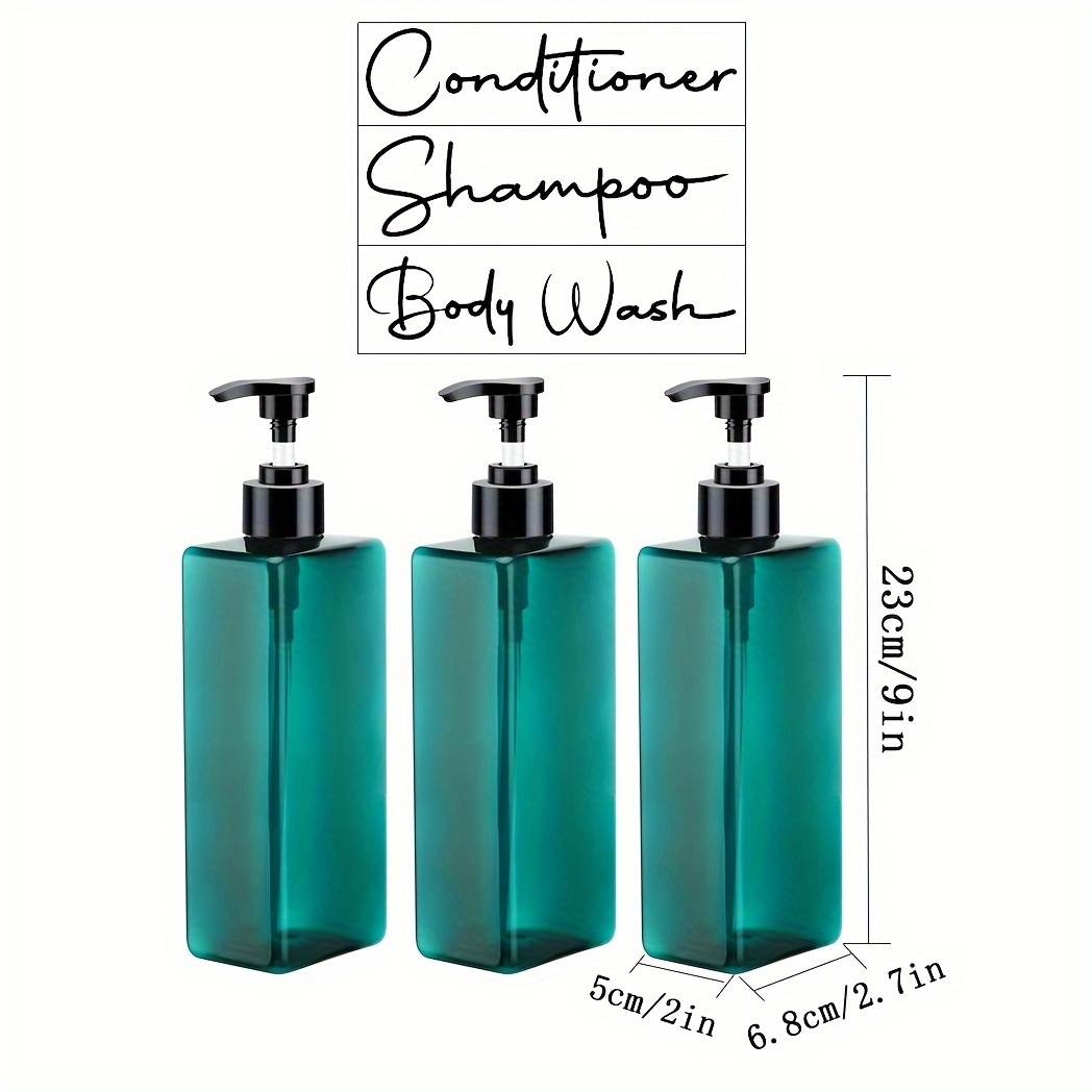Set Of 3 Bottles For Shampoo And Conditioner, Each 500ml, Designed For Shower Use, Complete With 3 Labels For Enhancing Your Bathroom Decor