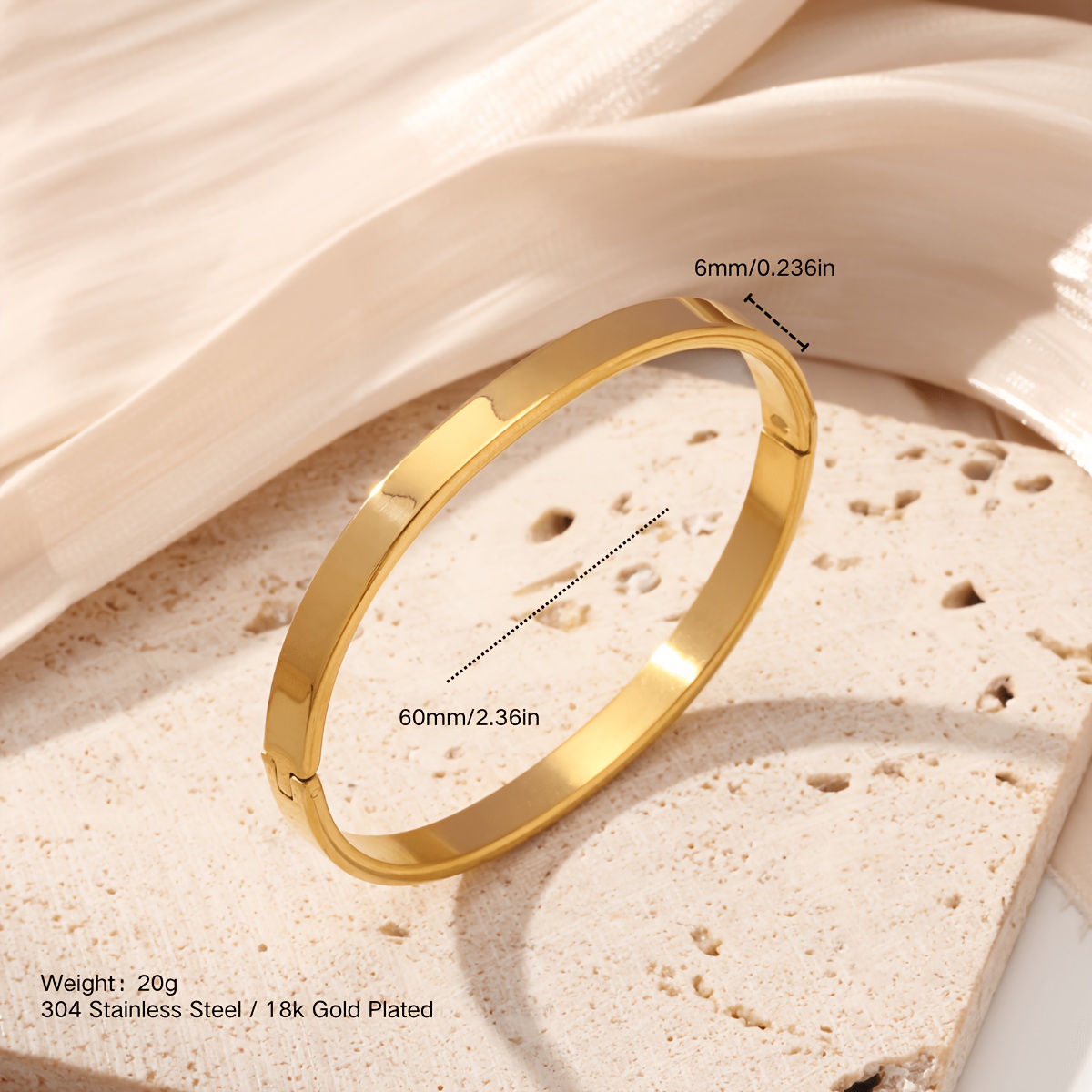 Family Style Glossy Bangle — 18K Gold Plated Minimalist Design