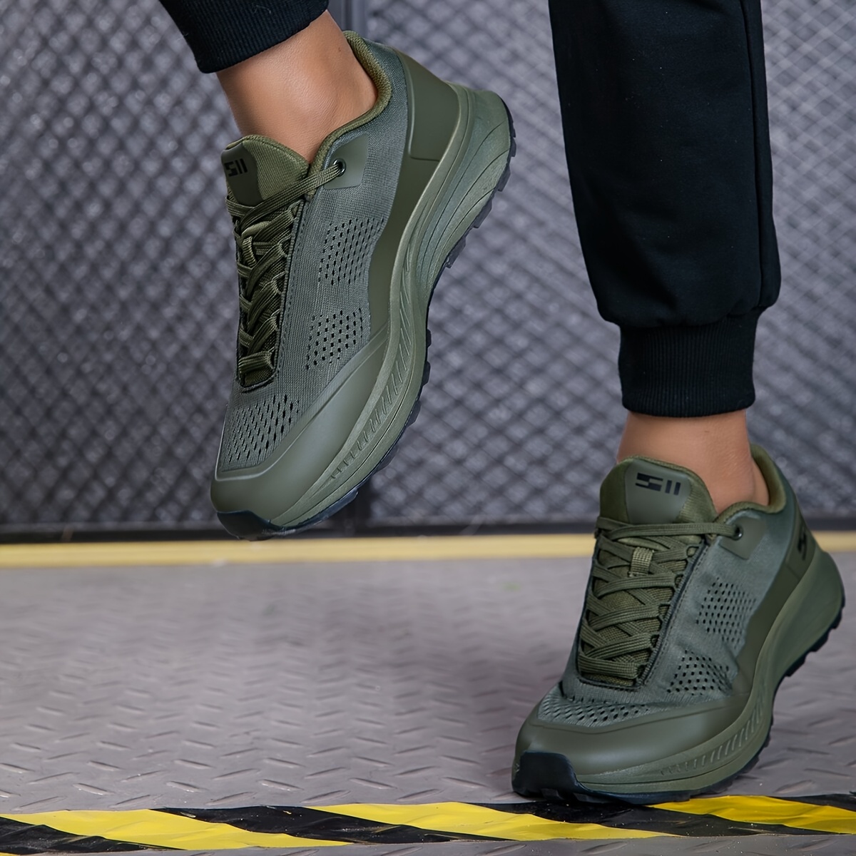 mens army green breathable athletic sneakers non slip - Temu  display picture 1