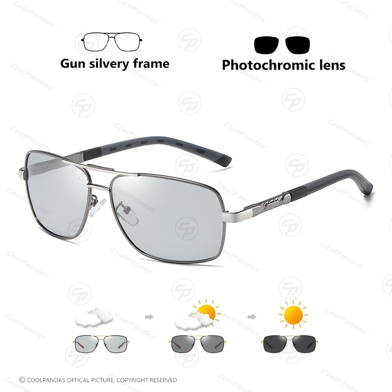 Image of Coolpandas Brand Square Eyewear Photochromic Sunglasses Men Day Night Vision Sunglasses Women Chameleon