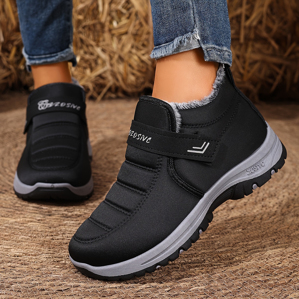 bottes dhiver thermiques pour femmes avec semelle épaisse en peluche - bottes de neige antidérapantes pour randonnée, glace et extérieur - bottes confortables et chaudes à bout rond et talon moyen (lavables à  ), chaussures pour femmes Détails du produit 2