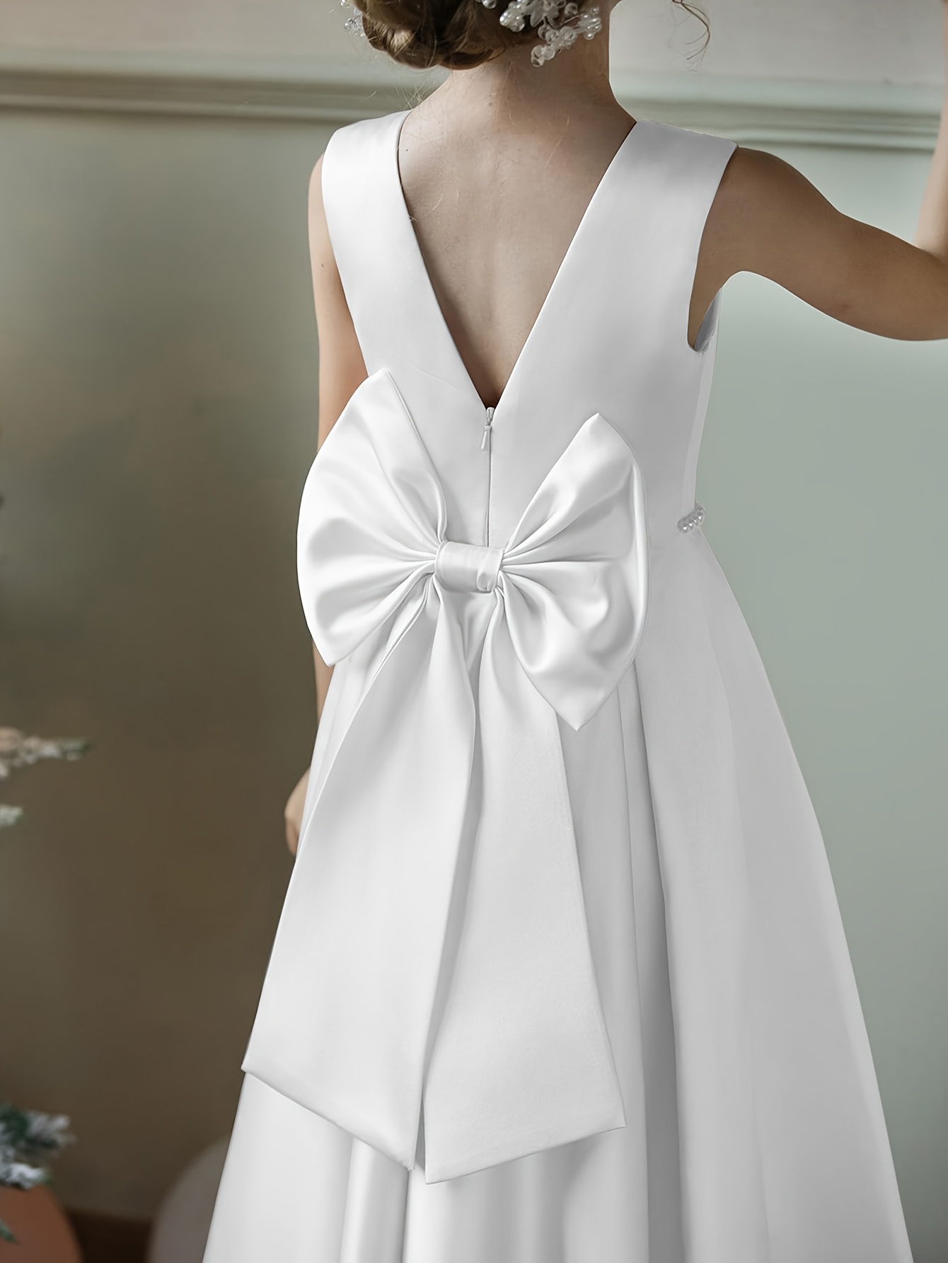 girls elegant backless bow detail sleeveless dress - Temu Mauritius