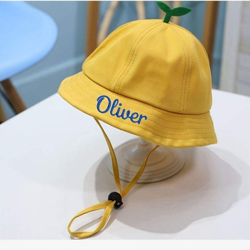 TEMU 1pc Custom Personalized Spring Summer Hat, Embroiderable Design Your Name And Text, With Removable Windproof Rope Bucket Hat, Adjustable Band