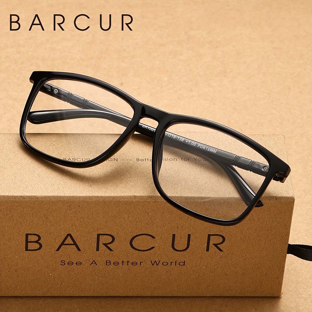 BARCUR Vintage Contemporary Style, Stylish Square Eyeglasses for Men, PC Frame to Improve Visual Clarity, Ideal for Reading, Studying, And Office Use, Perfect for Gifting