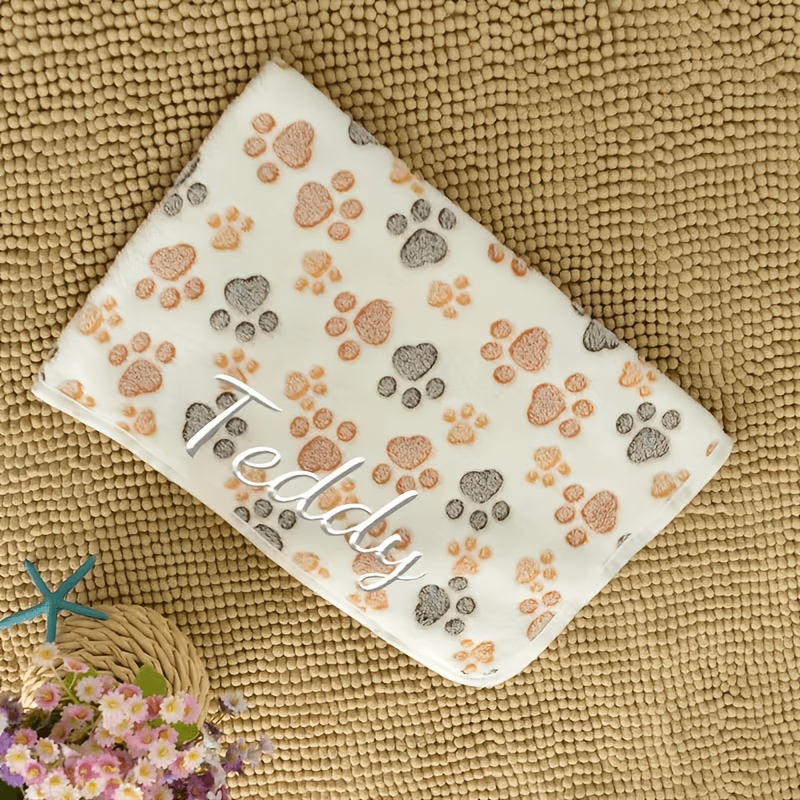 TEMU Embroidered Customization, Fluffy Soft Comfortable Pet Blanket, Cat Bed, Dog Bed, Personalized Custom Blanket, Warm Paw Print Blanket/bed Cover,