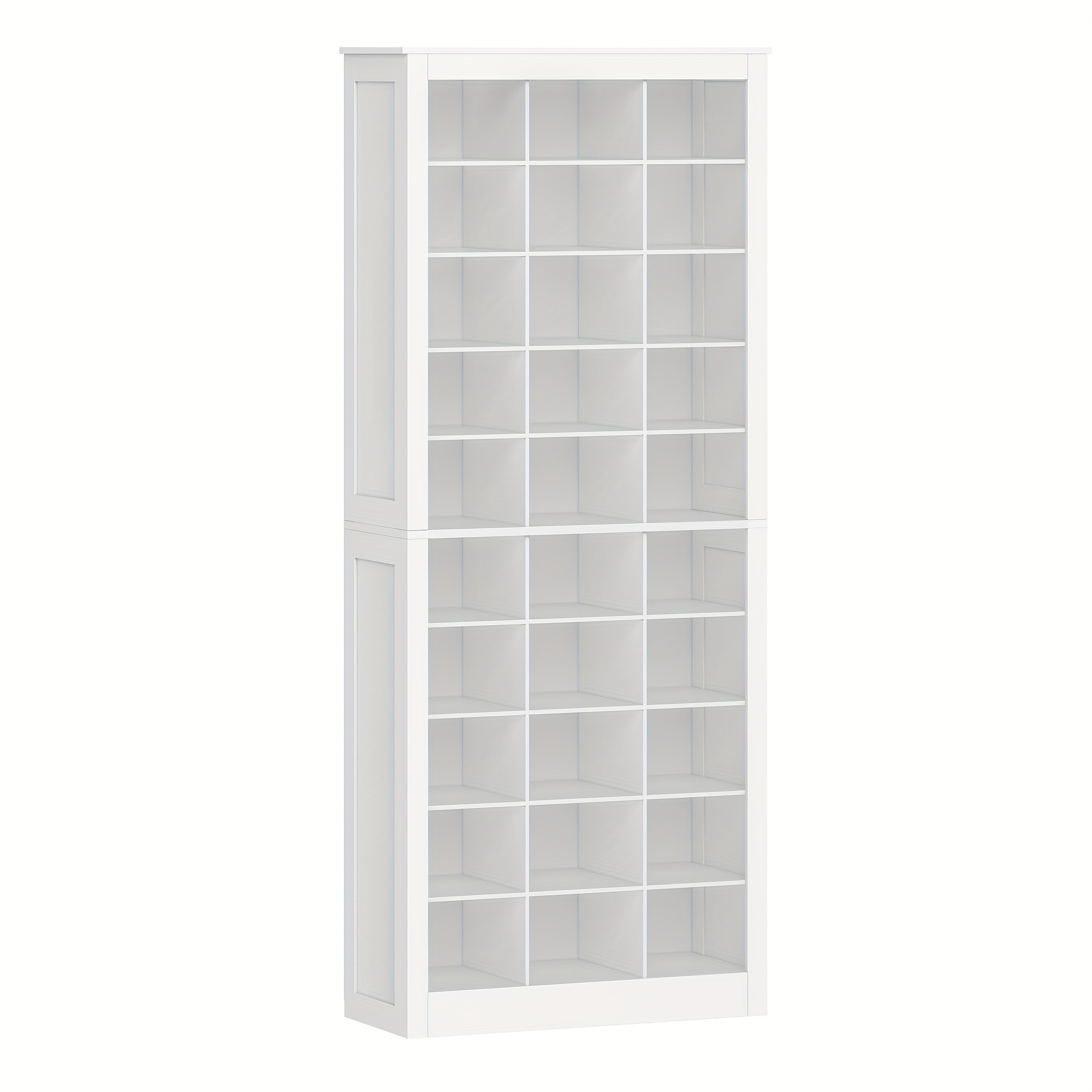 Shoe Cabinet, Freestanding Shoe Chest With 30 Compartments, Classified Storage With Multiple Grids, Shoe Rack For Entryway, Living Room And , White