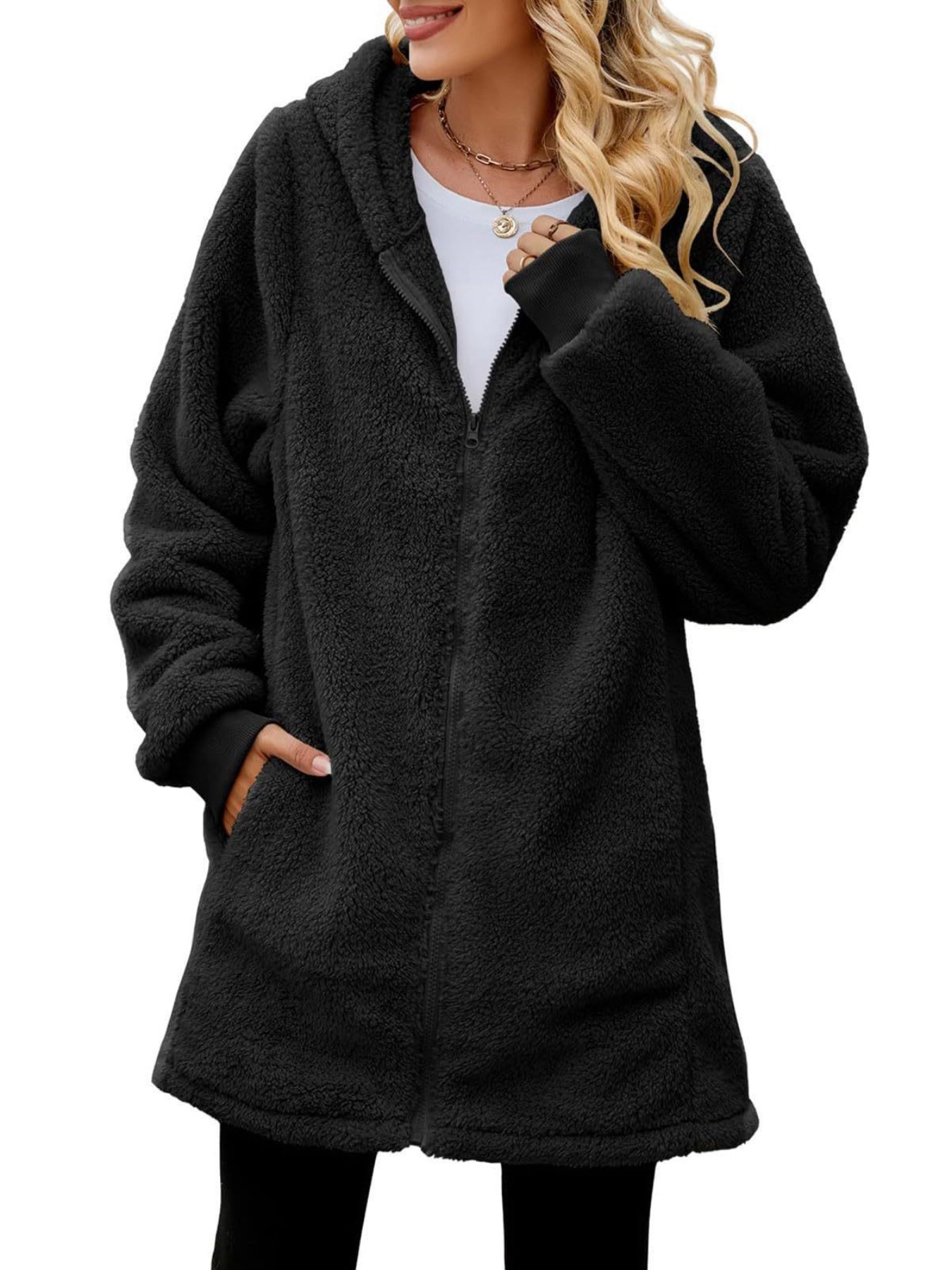 new autumn and   long sleeved hooded zipper cardigan womens coat