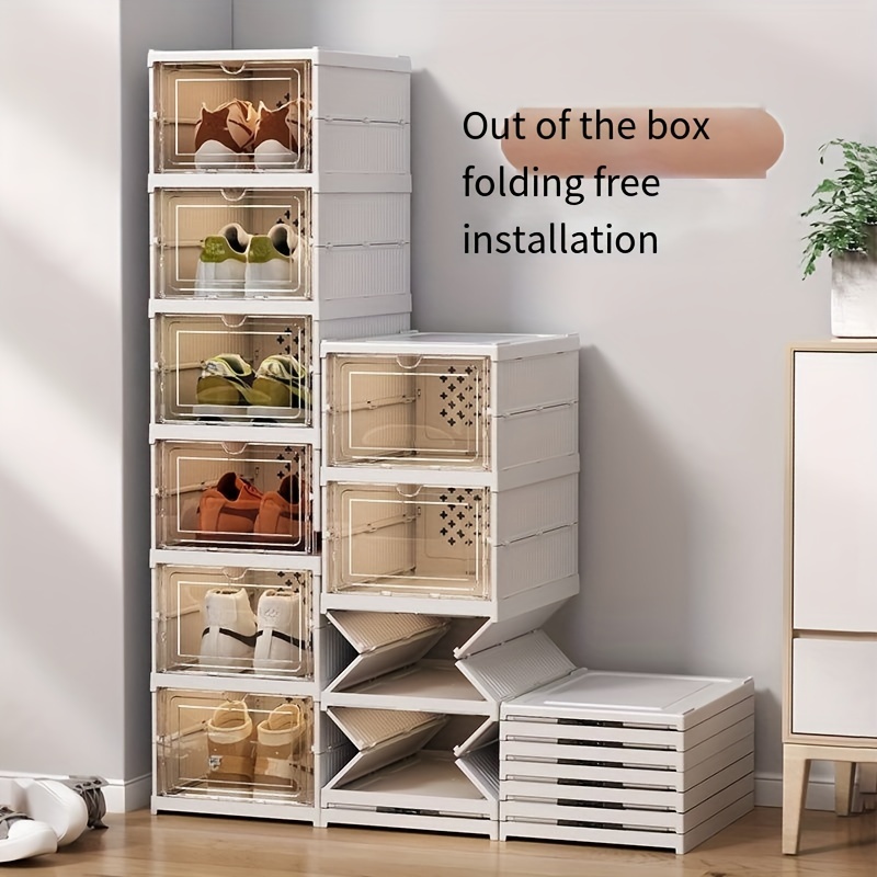 

Folding Shoe Rack, Plastic Shoe Cabinet, Floor Mount, 4kg Shelf , Shoes Per Layer, No Golden Pipes, Room Types