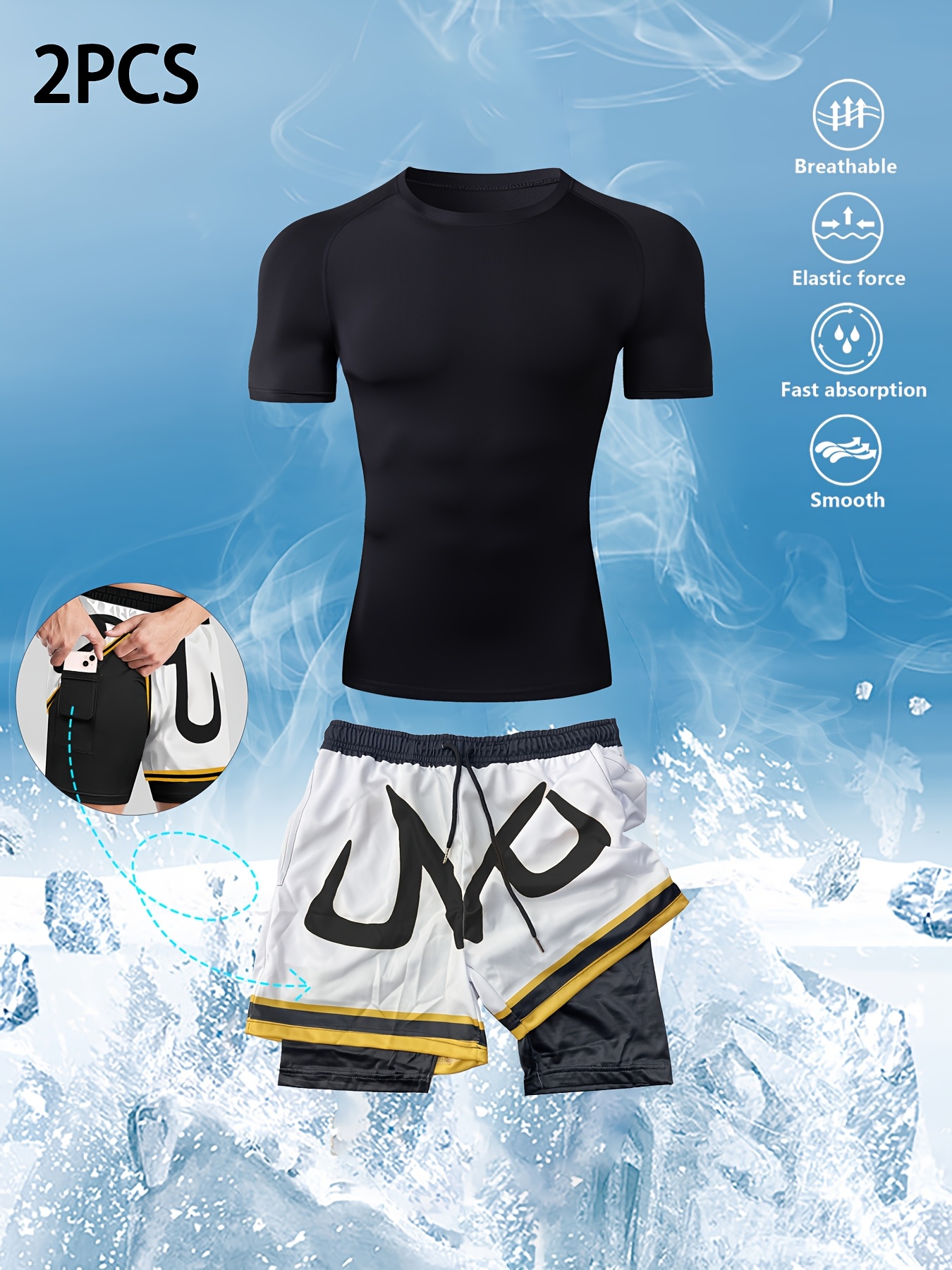 Compression Shirt Men's Running Top With Phone Pocket With