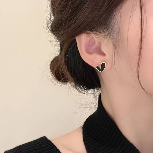 minimalist burgundy heart stud earrings vintage caramel drop resin ear jewelry niche high end earrings for women