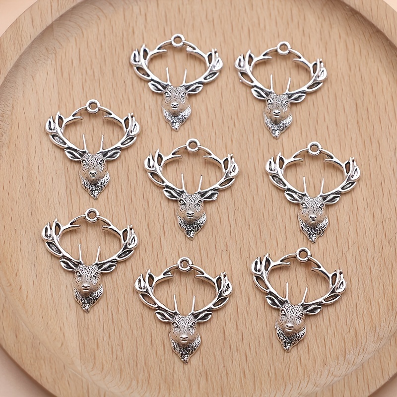 

8pcs Silver Plated Deer Head Charms Pendants For Jewelry Making Diy Necklace Bracelet Earrings Key Chain Accessories