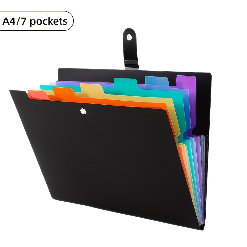 TEMU Multifunctional Folder File Storage Bag, A4 Folder Home File Organization, 7-pocket Folder With Flap And Snap Closure, Document Organizer,