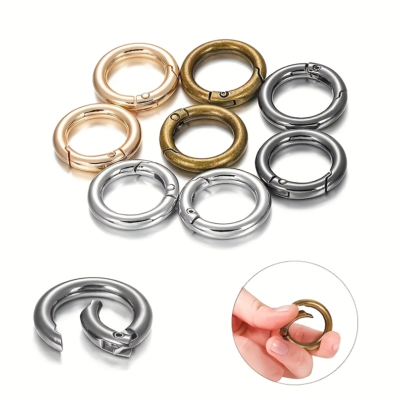 

A Set Of 12 Pieces Of 23.5mm/20mm With O-ring Mountaineering Keychain Ring, Suitable For Golden Craft , Round Mountaineering Spring Hook, Suitable For Bags, Wallets, Pouches, Push Door Keychain Ring.