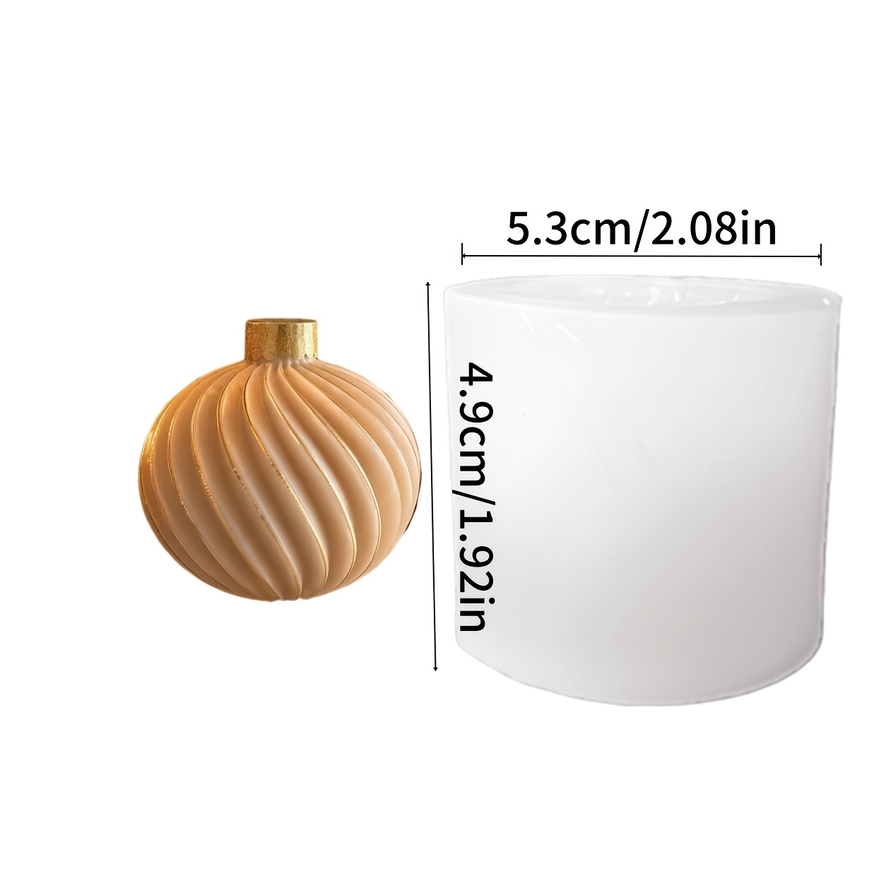 TEMU Stampo in resina 1 pz, Stampo per candele in resina a sfera natalizia a spirale 3D attorcigliata, Stampo decorativo a righe a vortice, Candela