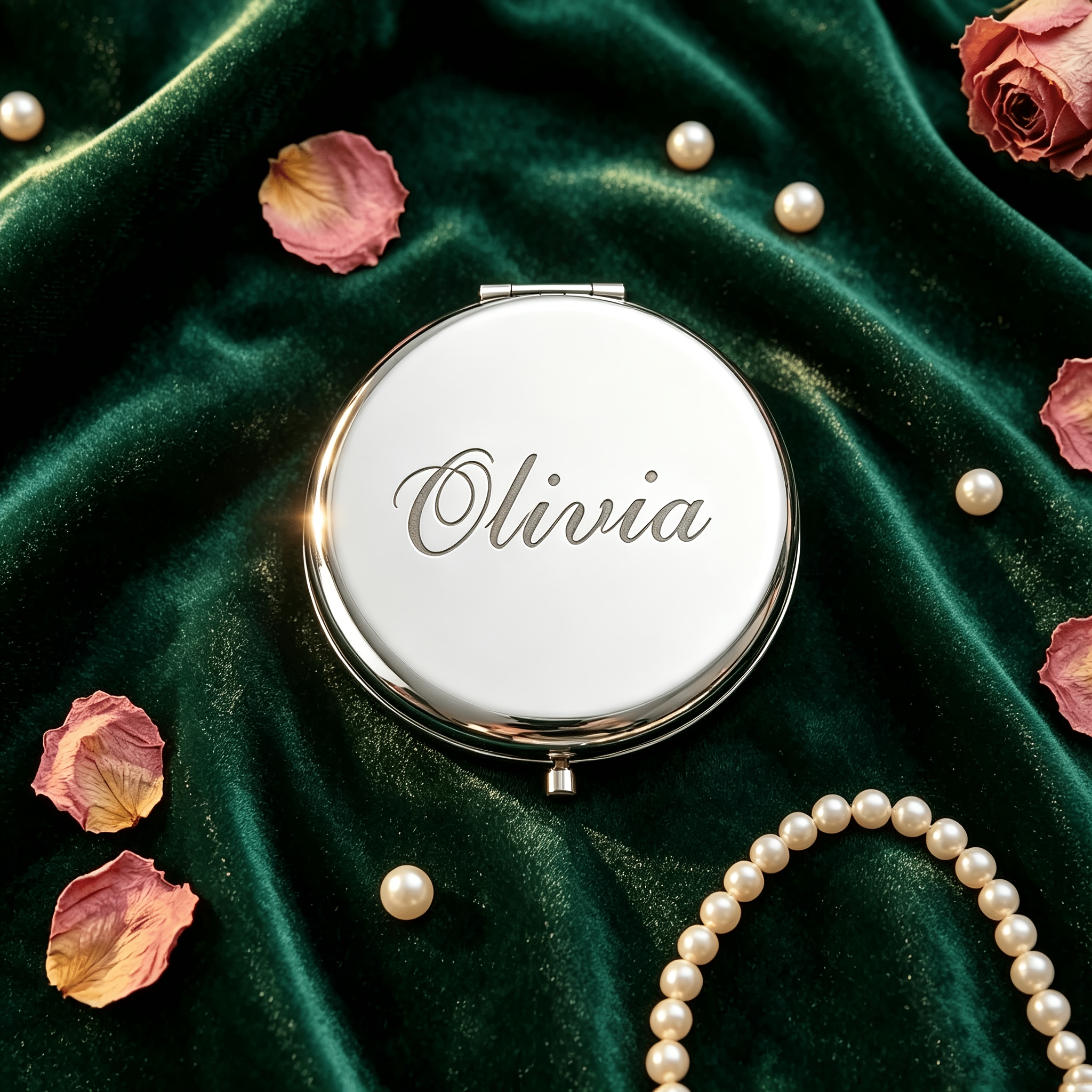 TEMU Personalized For Weddings - Custom Bridesmaid Initial Name And Engravable Handheld Mirror Gift, Compact Size, Suitable For Wedding Parties,