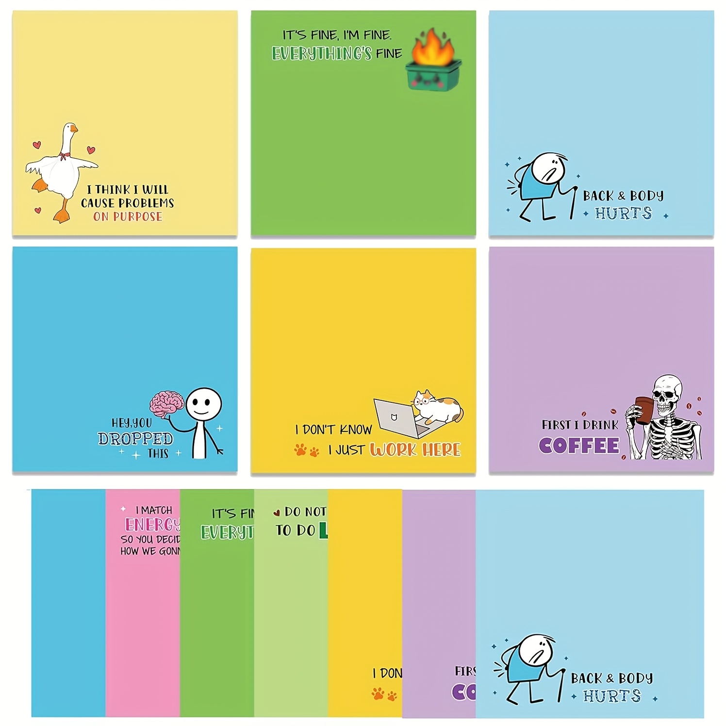 TEMU 6/12pcs Funny Sticky Notes For Work 3x3 Inches Sarcastic Self Adhesive Notepads Novelty Memo Note Pads For Office Coworker Gifts Employee Appreciation Supplies(funny, )