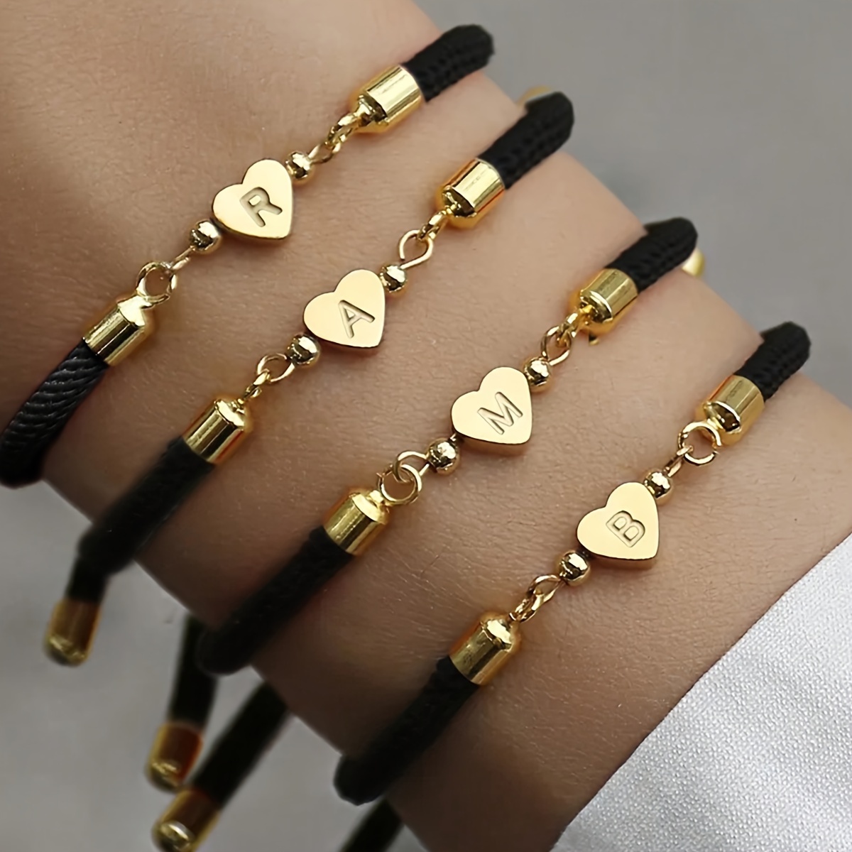 

1 Pc New Classic A-z Heart Initial Letter Bracelet Women Simple Adjustable Colorful Rope Bracelet For Women Daily Casual