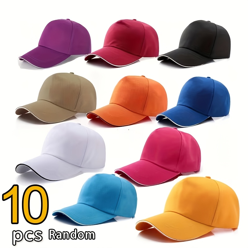 TEMU 10pcs Of Mixed Color And Random Baseball Set For Men And Women's Casual Versatile Duckbill Outdoor, Summer Breathable Travel Versatile Hat