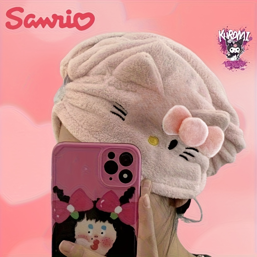 E-shop Hello Kitty Haartrockenhaube für Damen - Verdicktes Korallenfleece, wasserabsorbierendes Kopftuch, fusselfreies Handtuch, perfektes Geschenk