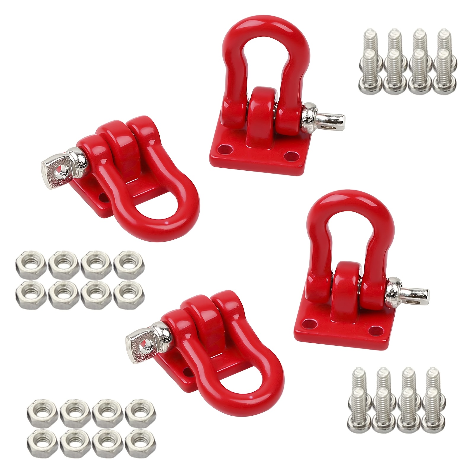 Image of Rc Crawler Trailer Tow Hook Hooks Winch D Shackles Rc Decorations Additions Compatible With 1/10 Scale Rc Crawler Car Truck Trx4 D90 Scx10 (4pack)