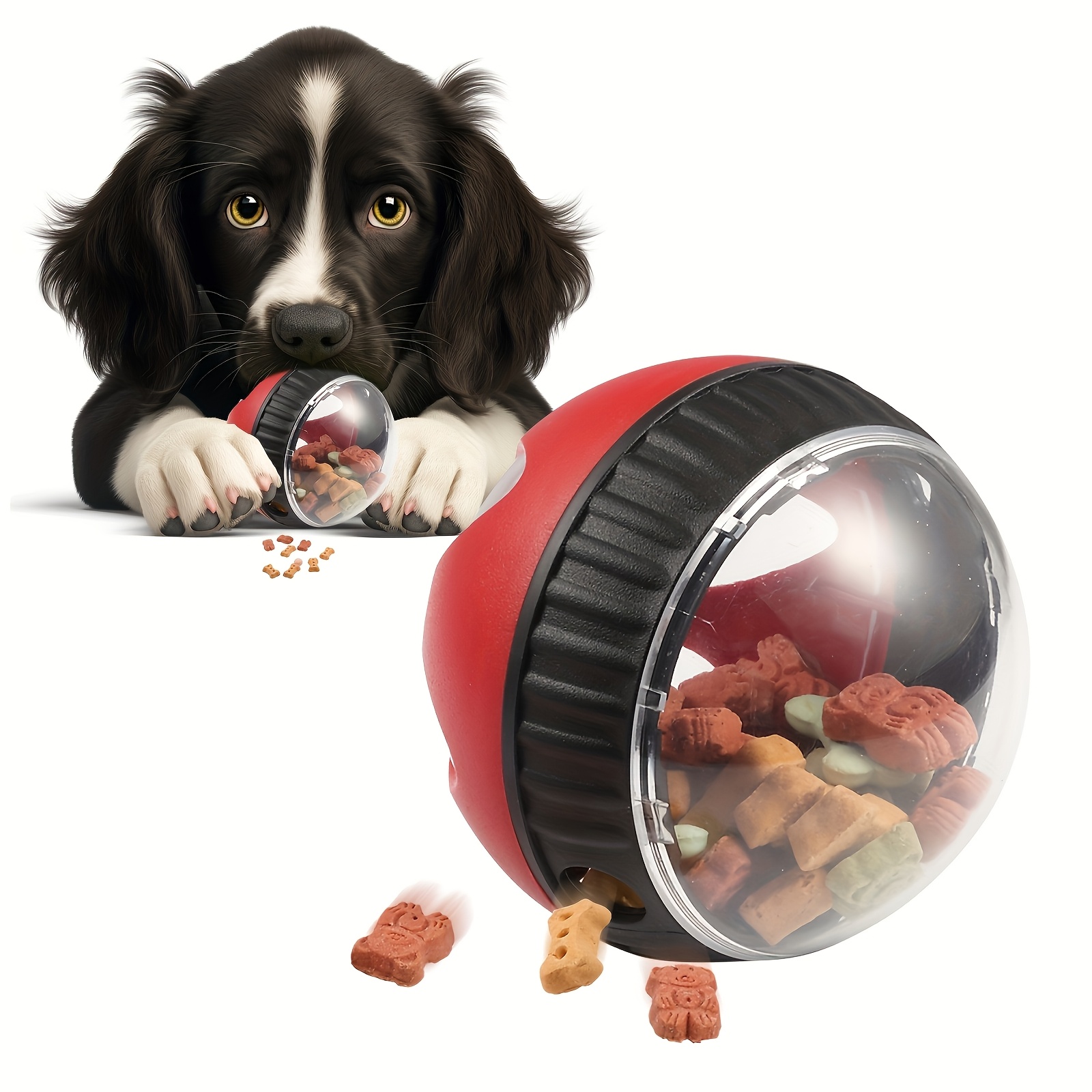 

Balle de Friandises à Distribution Lente Interactive pour Chiens & Chats - Trous de Distribution Réglables, Favorise & Augmente l', Convient, Jouet pour Animaux, Automatique, Augmente l'IQ