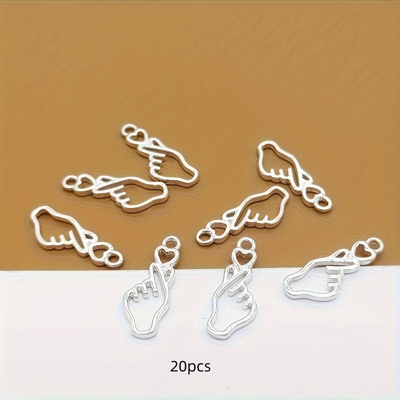 Image of 20pcs 22mm Hollowed-out Love Gesture Creative Charms Accessories Necklace Earrings Bracelet Keychain Bag Clothing Phone Case Pendant