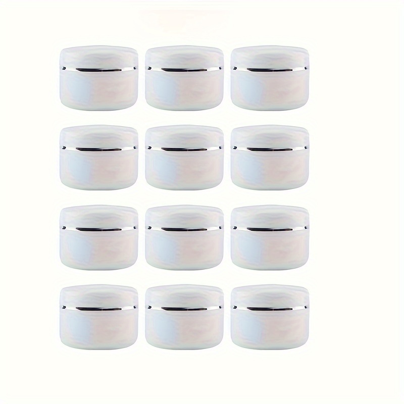 

12pcs White Cosmetic Jars With Silvery - 30ml & 50ml, Leakproof Travel Containers For Makeup, Lotions, Creams & More