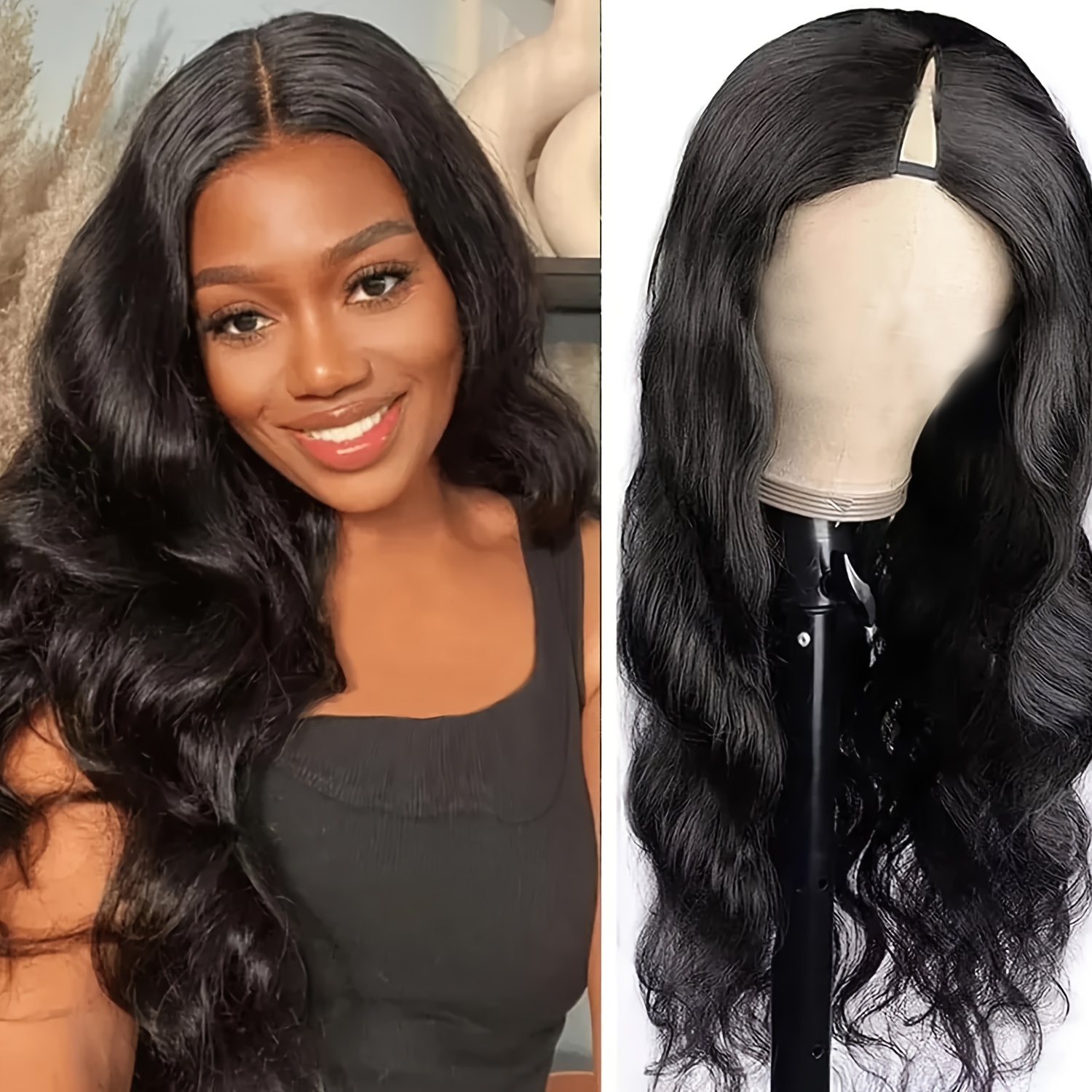 V Part Body Wave Wig 200% Density Human Hair Women Glueless - Temu