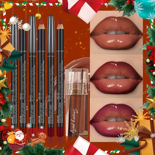 4 pack lip liner and moisturizing lip gloss set matte lip contour for lips gloss for vibrant for fall winter makeup gift for her great for thanksgiving and christmas