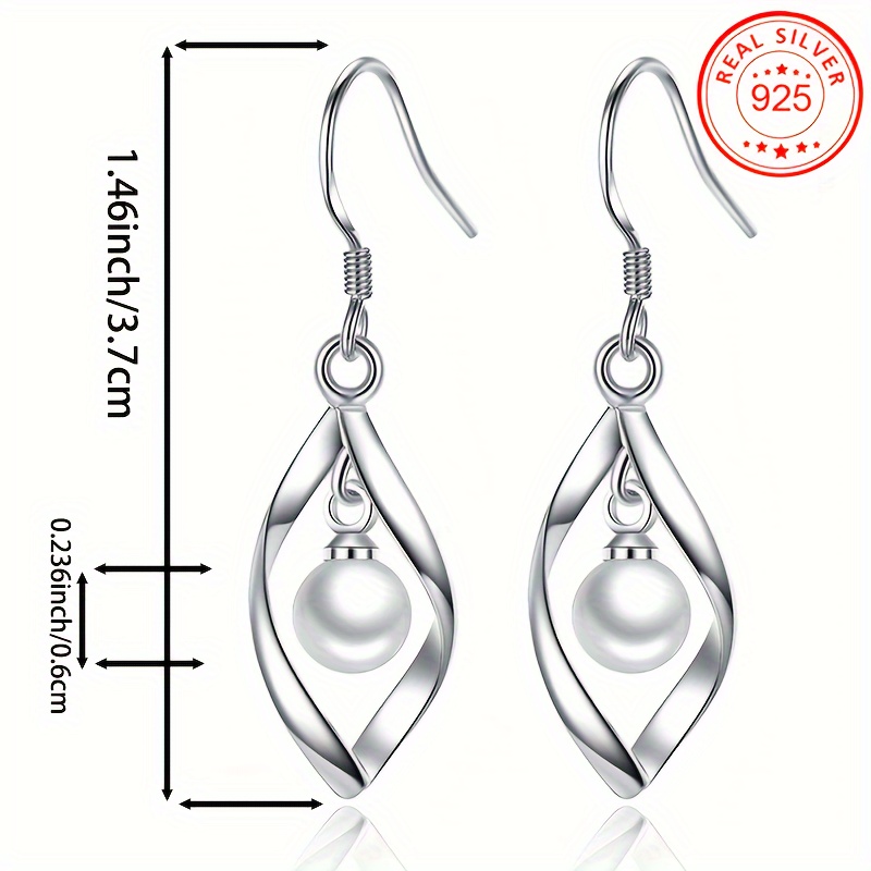 Women's Rhombus Shell Pearl Dangle Earrings S925 Silver